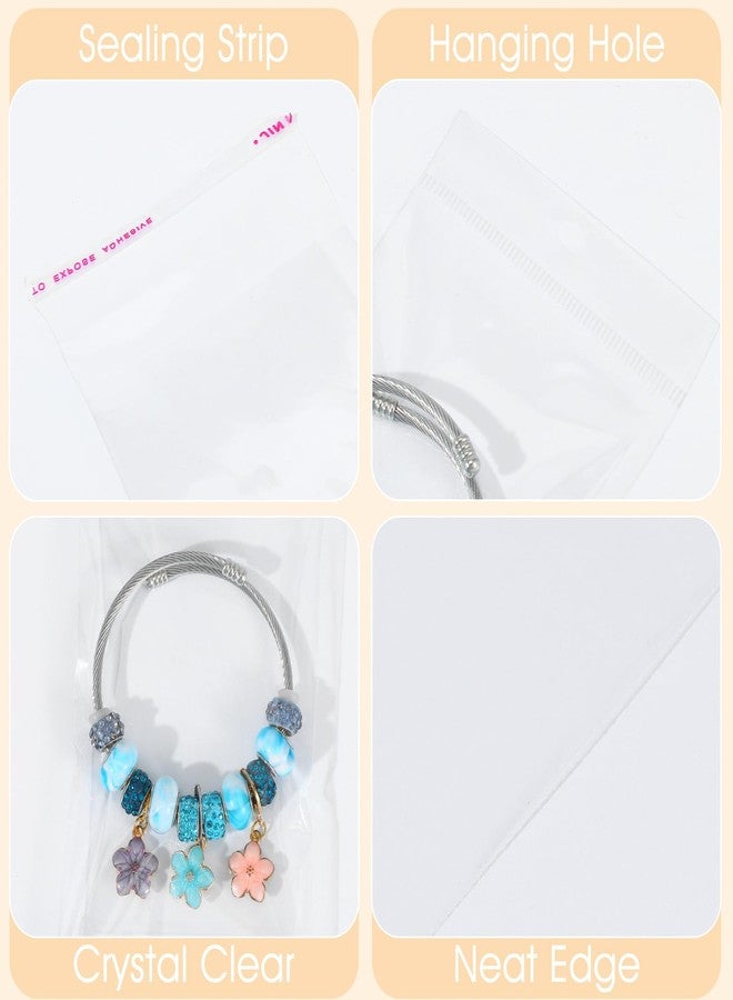 Yolev 200PCS 3x5In Self Sealing Bags with Hanging Hole,Clear Packaging Bags,Resealable Self Adhesive Display Bag for Earrings Necklace Bracelets Small Goodie Organization - Image 3